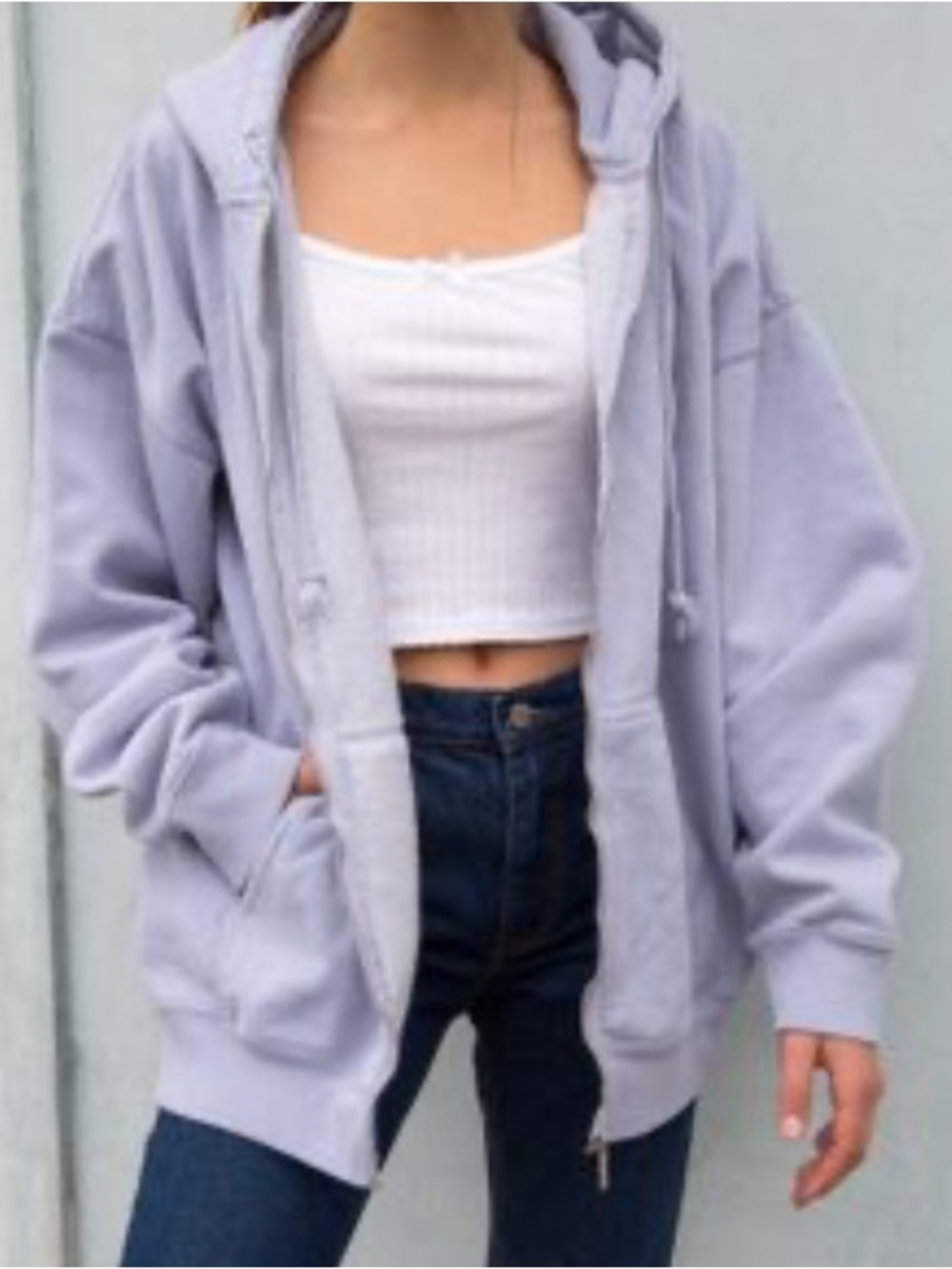 Brandy Melville light periwinkle Oversized Zip Hoodie with Hood